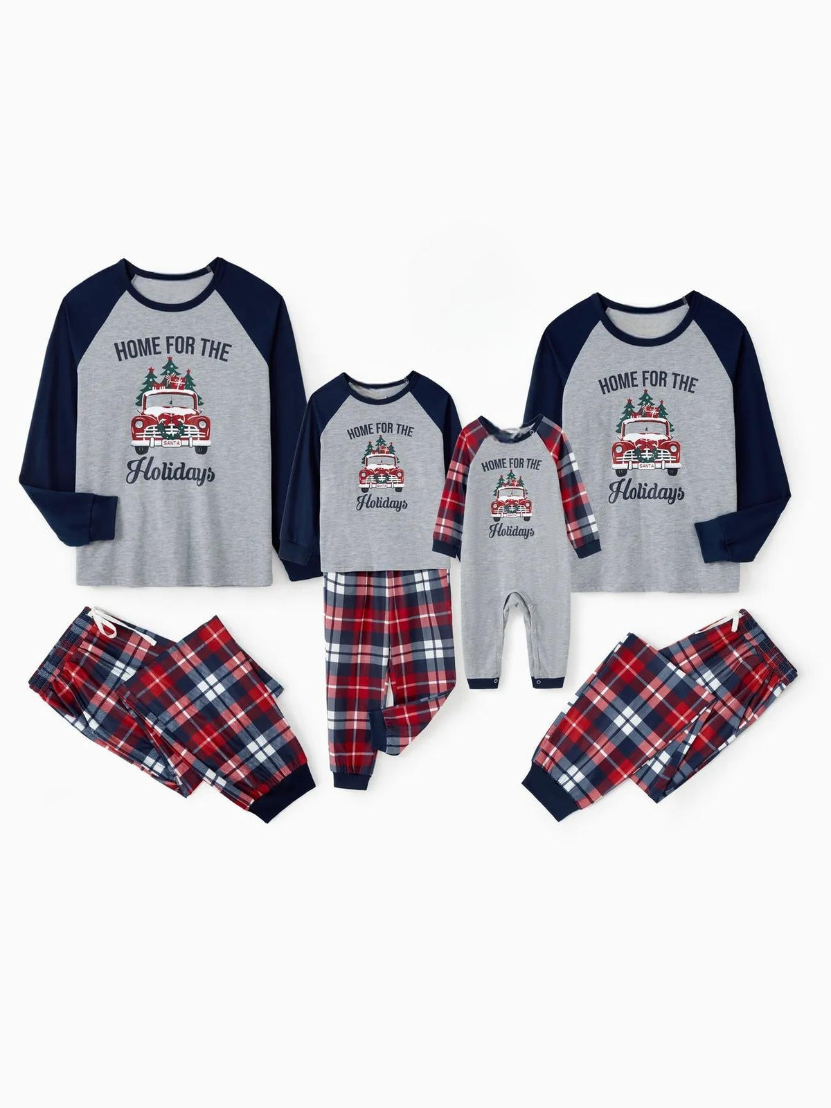 Matching Family Pajama Sets With Xmas Tree And Delivery Truck Graphics