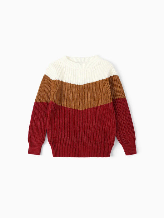 Family Matching Long Sleeves Colorblock Sweater