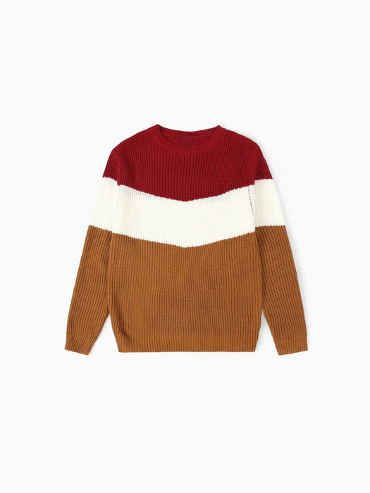 Family Matching Long Sleeves Colorblock Sweater