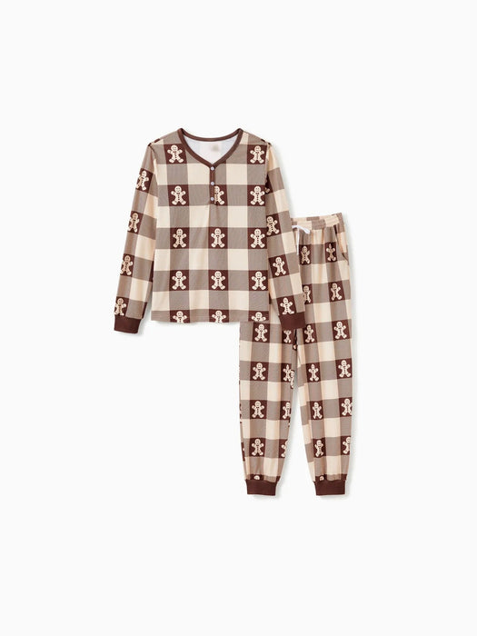 Gingerbread Plaid Family Matching Pajama Set