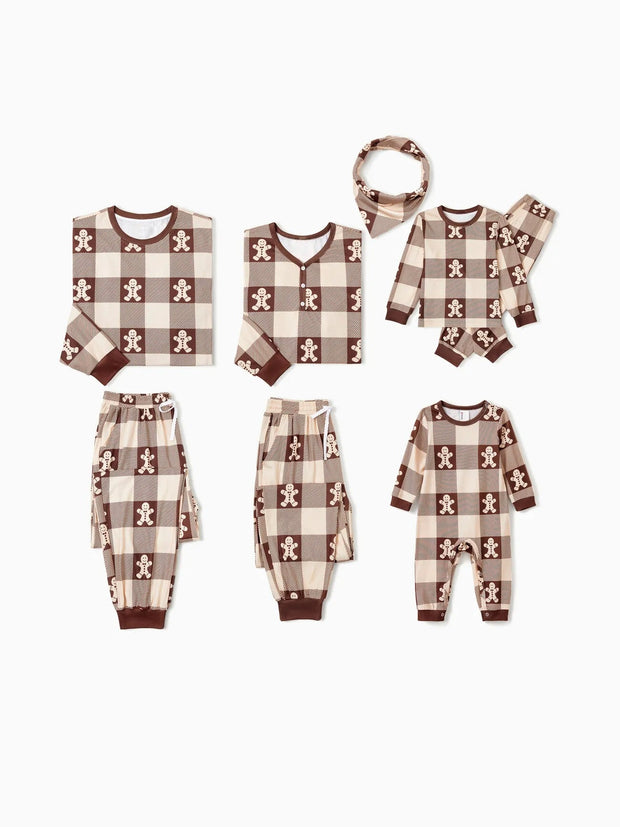 Gingerbread Plaid Family Matching Pajama Set