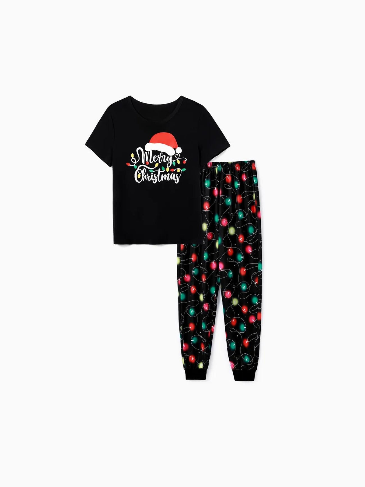 Christmas Family Matching Light Bulb Print Short Sleeves Pajama Set