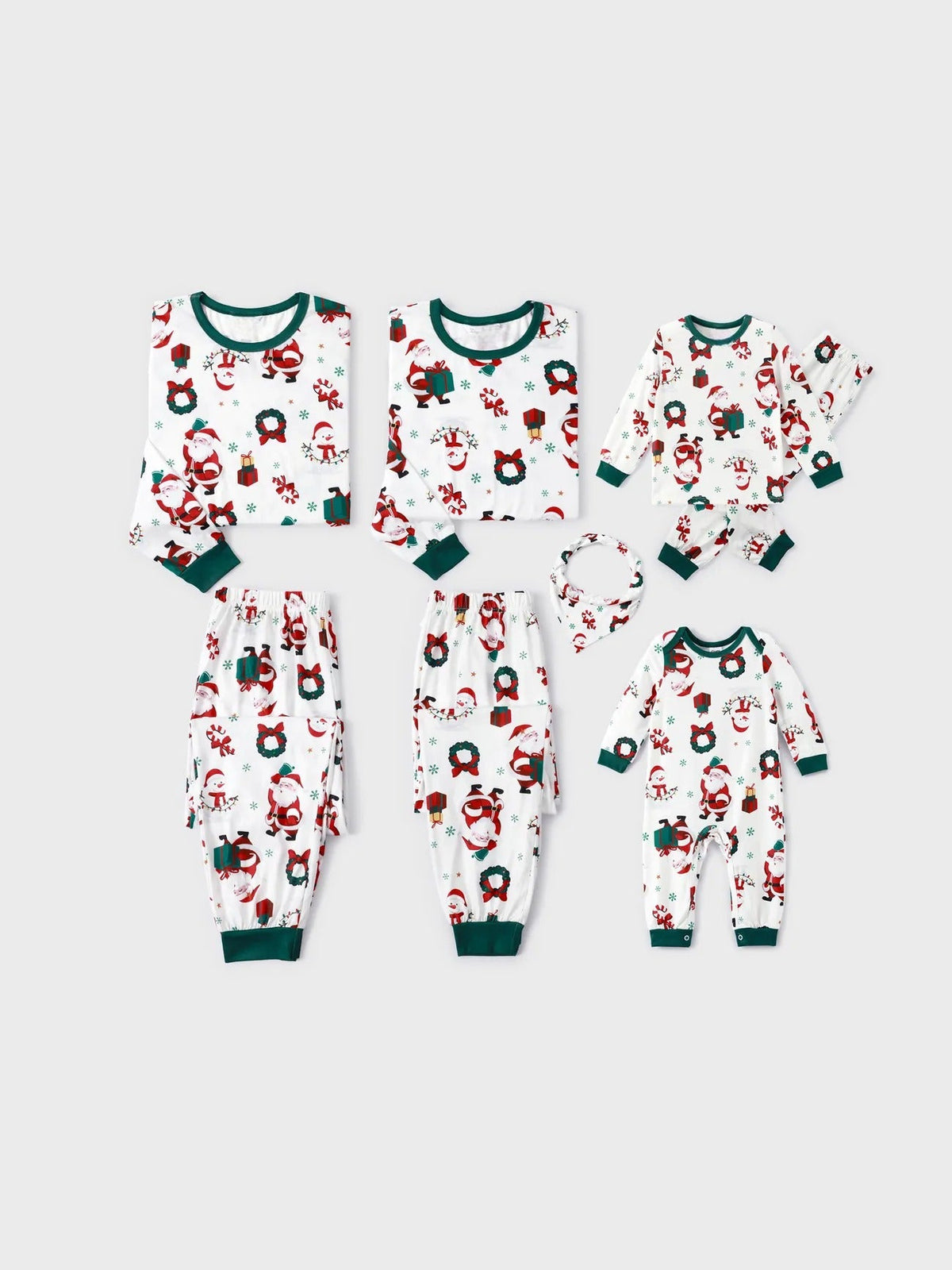 Santa And Wreath Family Matching Pajama Set