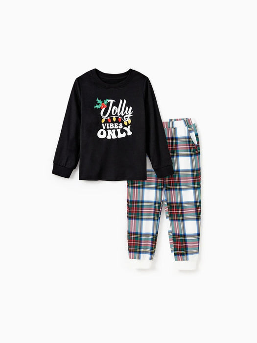 Christmas Family Matching Jolly Vibes Printed Top And Pajama Set