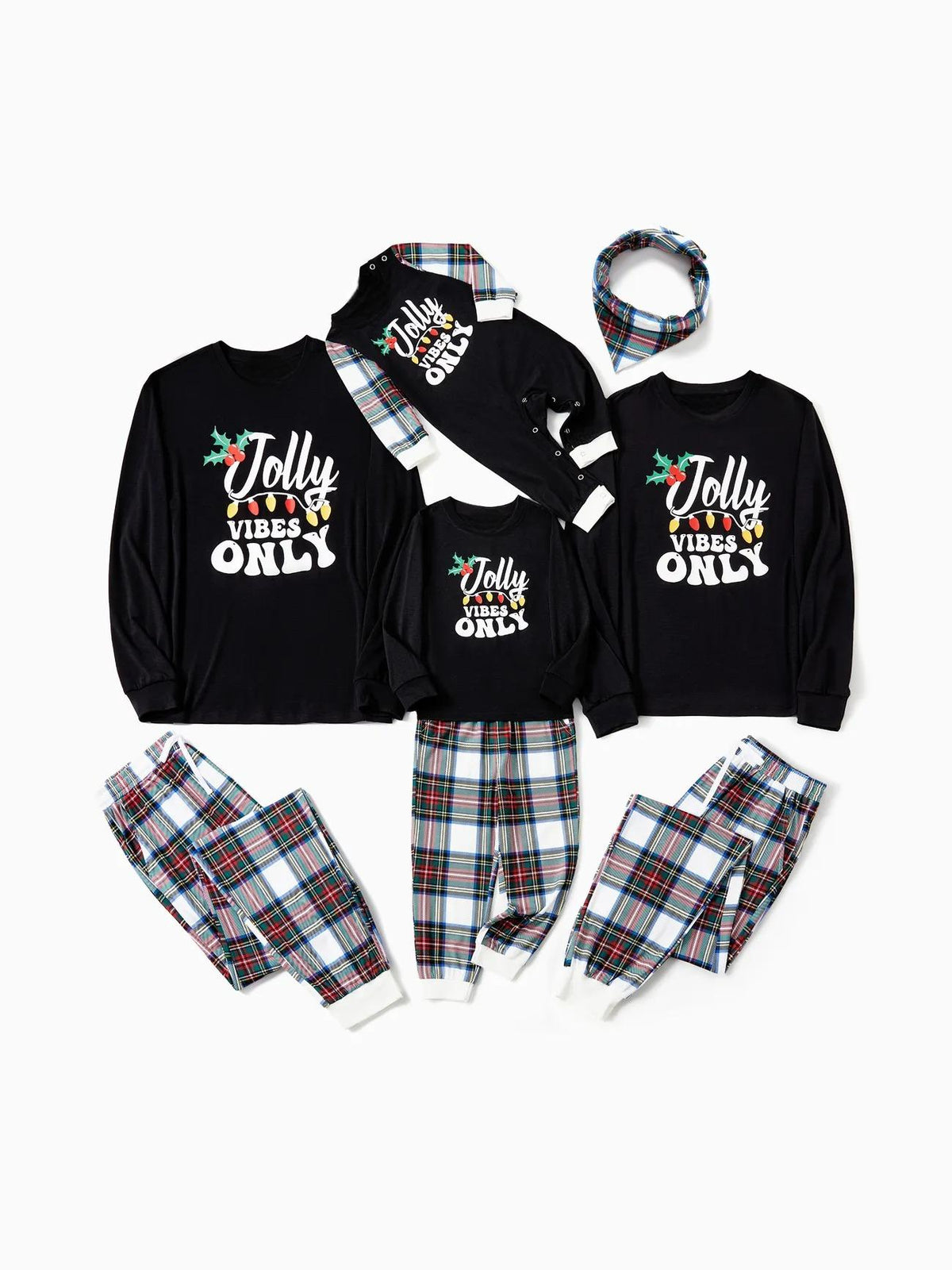 Christmas Family Matching Jolly Vibes Printed Top And Pajama Set