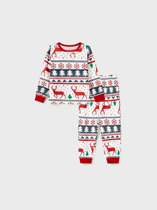 Christmas Family Matching Reindeer Print Long Sleeves Pajama Set