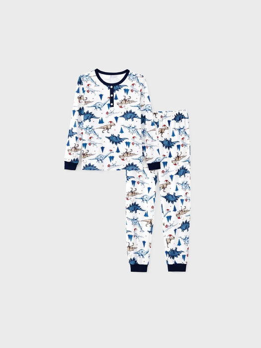 Matching Family Dinosaur Print Pajama Set With Button Detailing