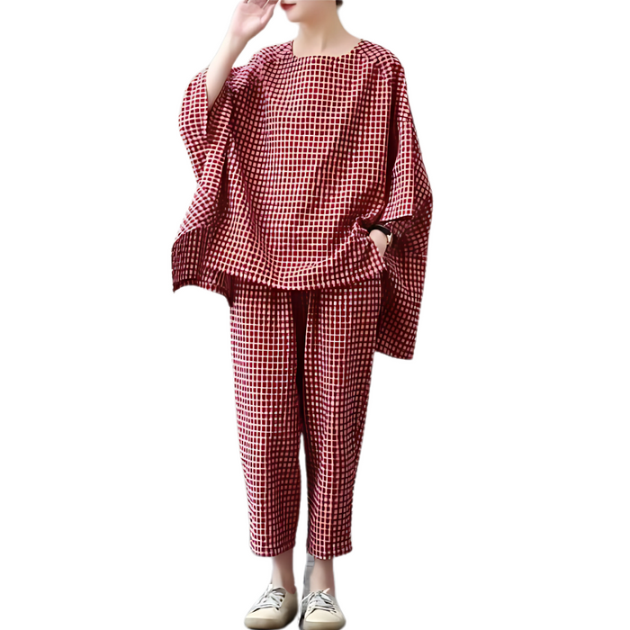 Women's Gingham Loose-Fit Loungewear Set