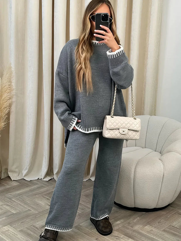 Cozy Ribbed Hem Knit Lounge Set