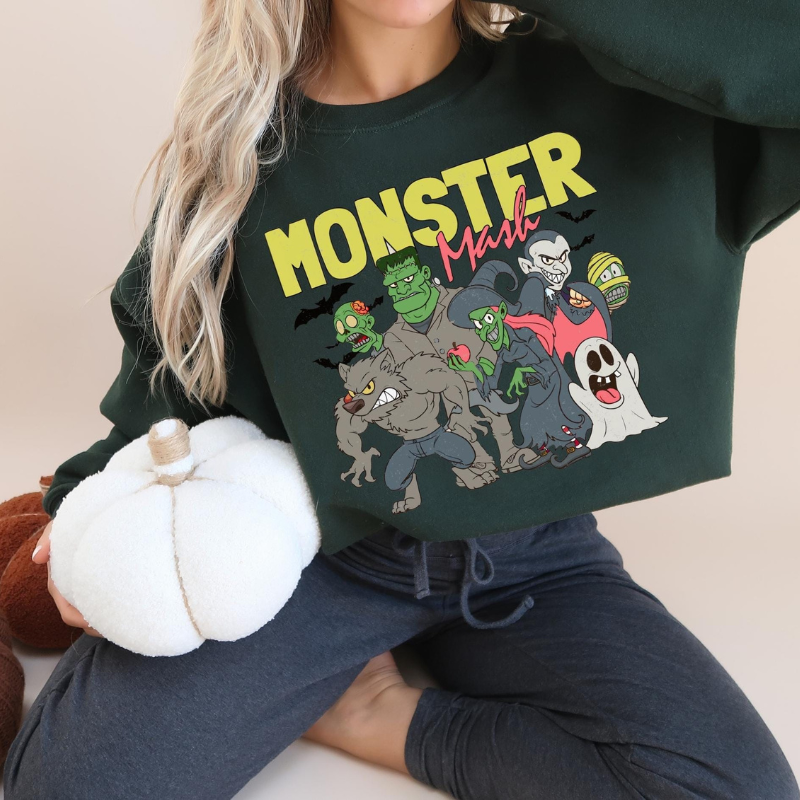 Retro Cartoon Mash Halloween Sweatshirt