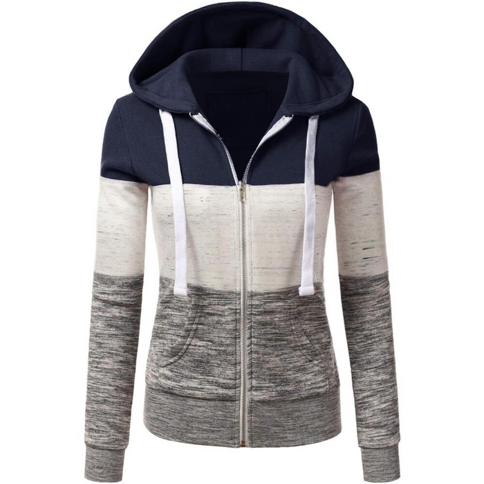 Zip Up Hooded Jacket With Contrast Stripes