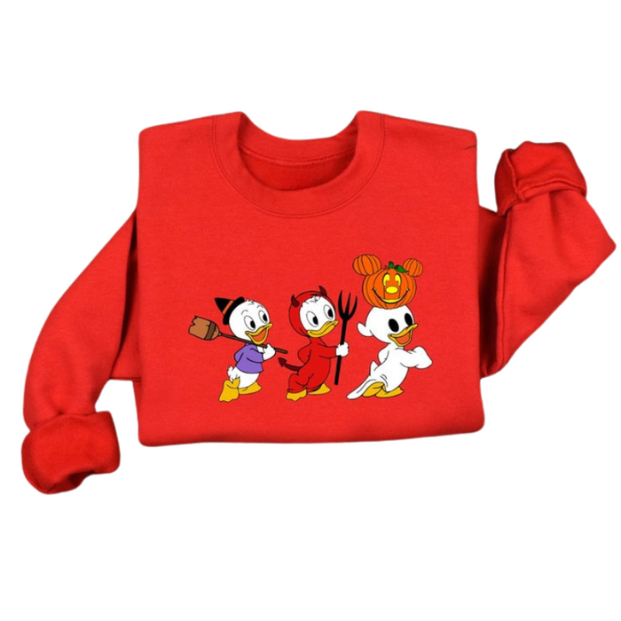 90s Retro Halloween Ducks Printed Sweatshirt