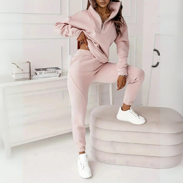 Two Piece Casual Zip Up Sweatshirt And Pants Set