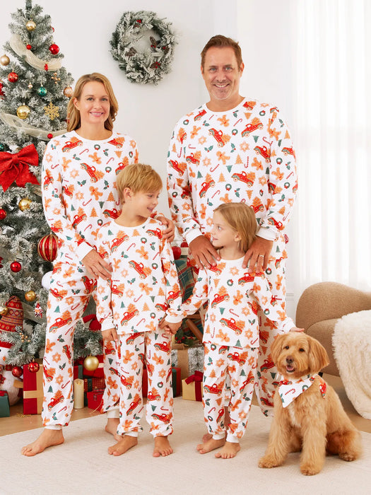 Christmas Pattern Pajama Sets For Family With Pockets