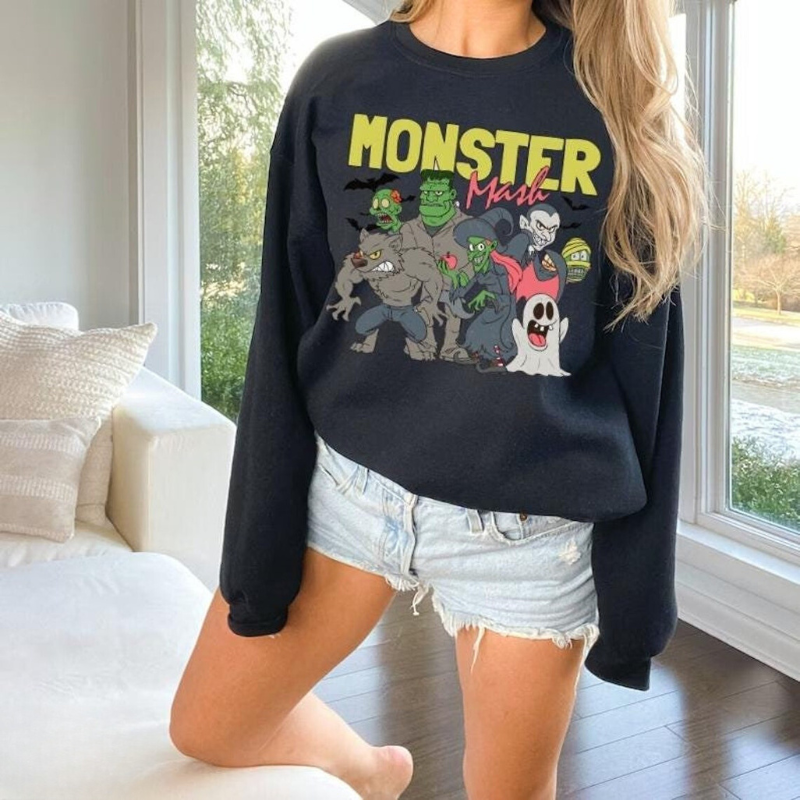 Retro Cartoon Mash Halloween Sweatshirt