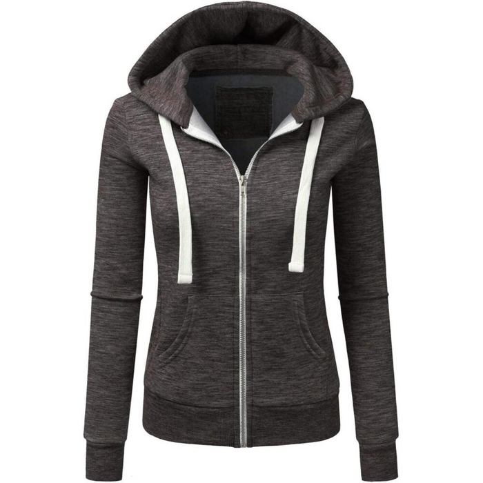 Zip Up Hooded Jacket With Drawstrings