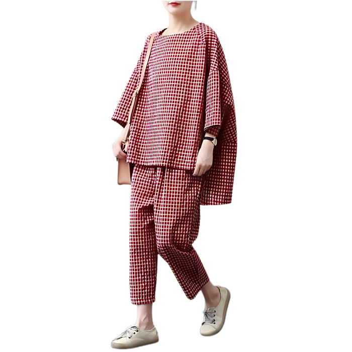 Women's Gingham Loose-Fit Loungewear Set