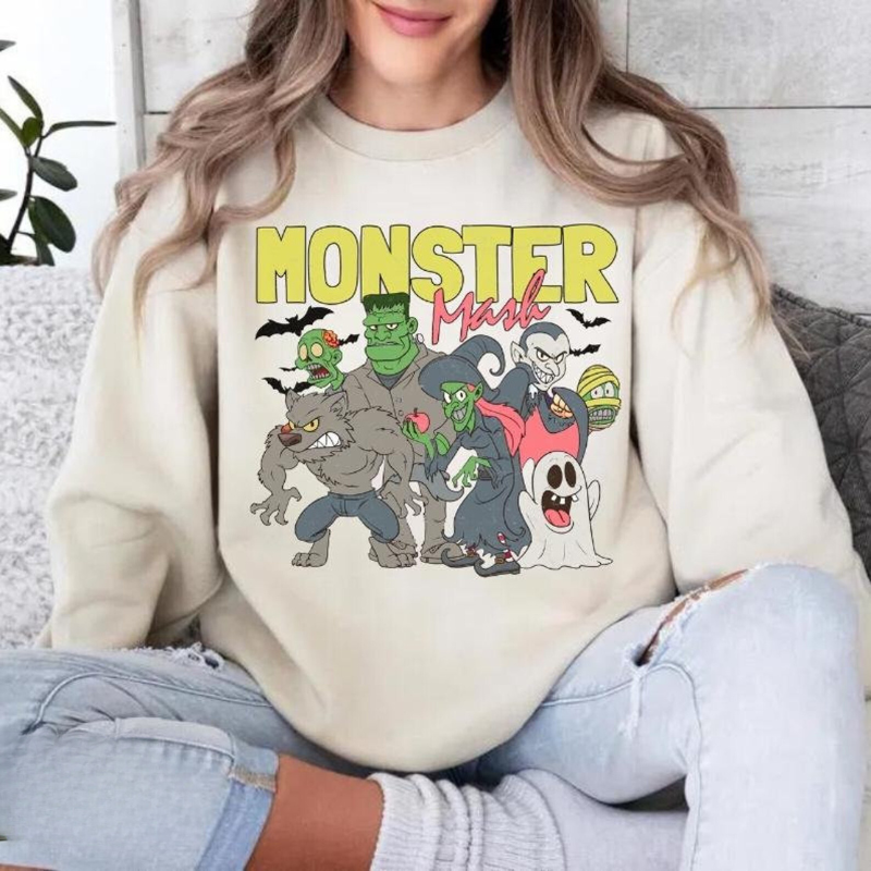 Retro Cartoon Mash Halloween Sweatshirt