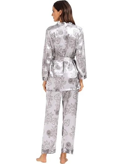 3 Piece Silky Floral Pajama Sets