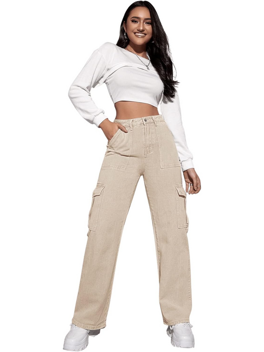 Casual Flap Pocket Denim Pant