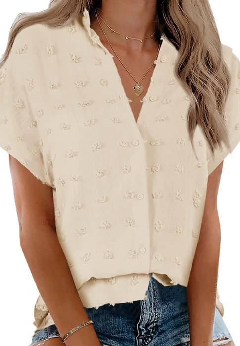 Casual Collared Short Sleeve Top