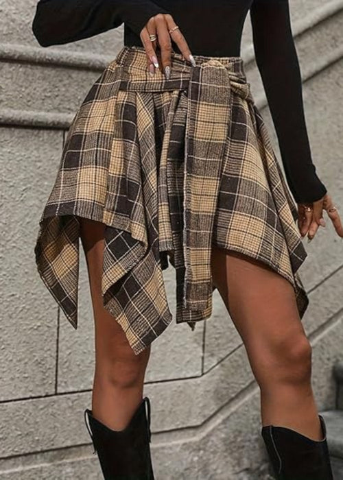 Casual Plaid Patterned Short Skirt