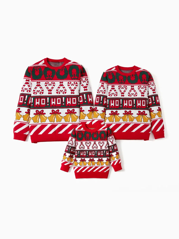 Christmas Bell And Candy Cane Family Sweater