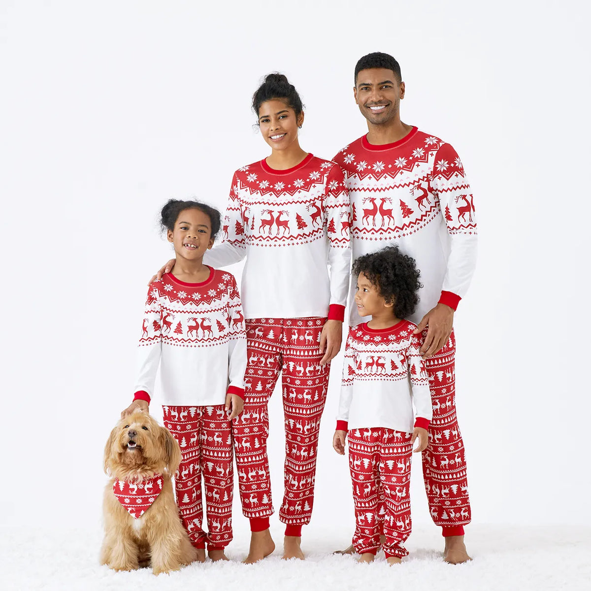 Christmas Reindeer Snowflakes Patterned Family Set