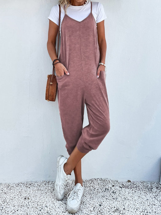 Dual Pocket Keyhole Jumpsuit Without Tee