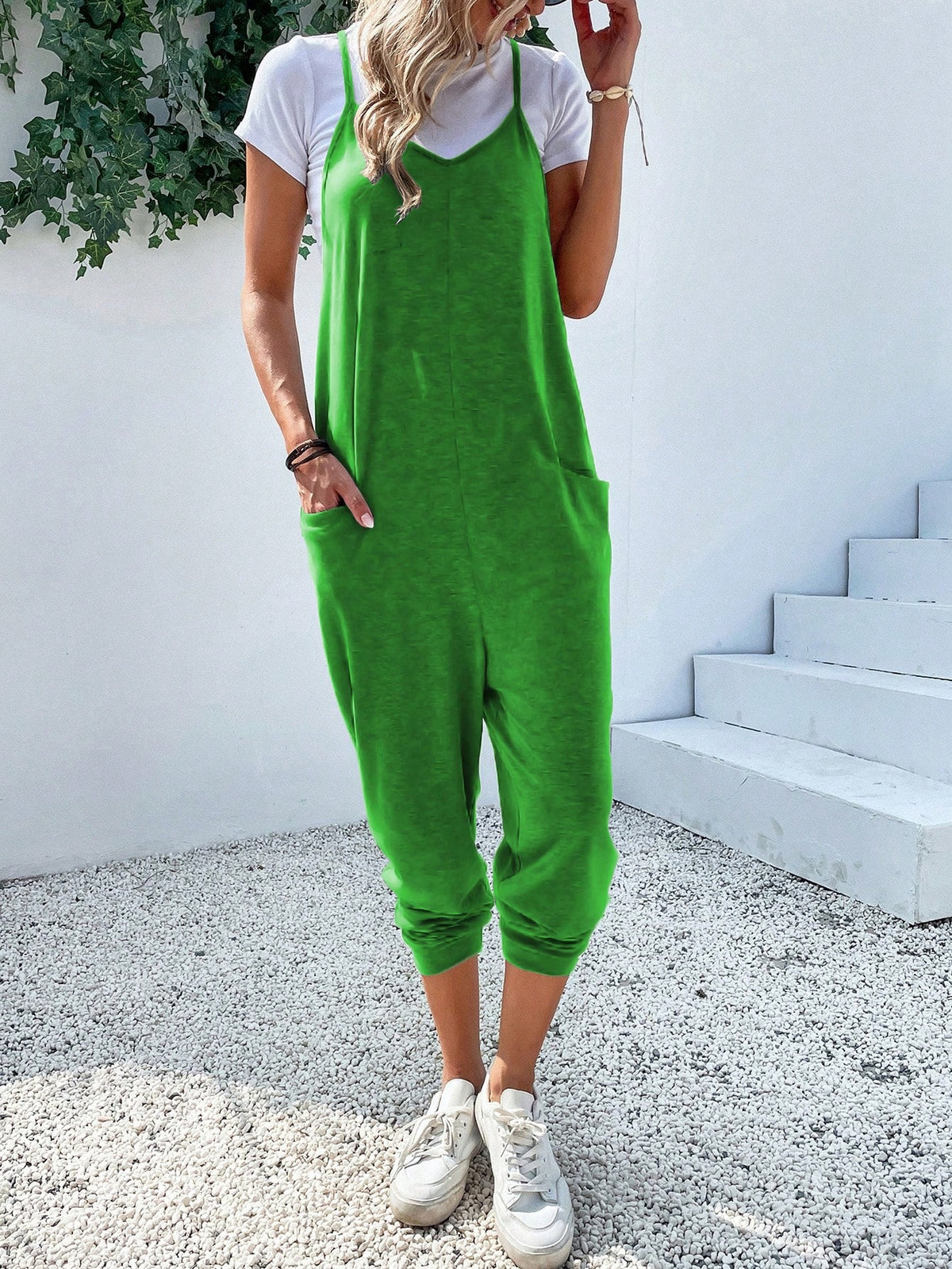 Dual Pocket Keyhole Jumpsuit Without Tee