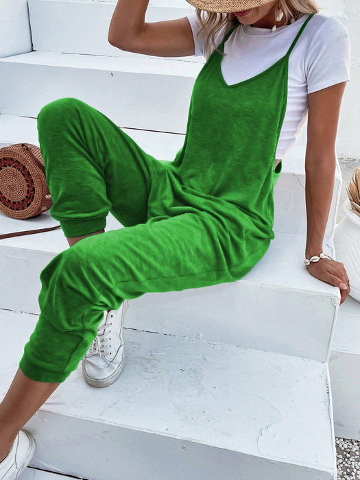 Dual Pocket Keyhole Jumpsuit Without Tee