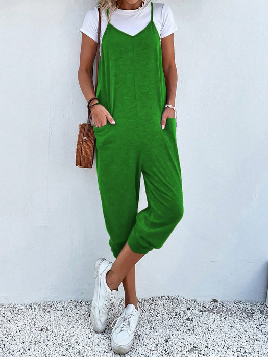 Dual Pocket Keyhole Jumpsuit Without Tee