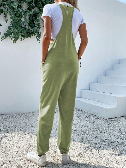 Dual Pocket Keyhole Jumpsuit Without Tee