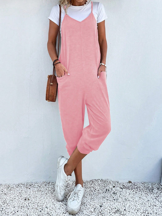 Dual Pocket Keyhole Jumpsuit Without Tee