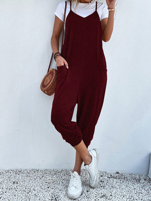 Dual Pocket Keyhole Jumpsuit Without Tee