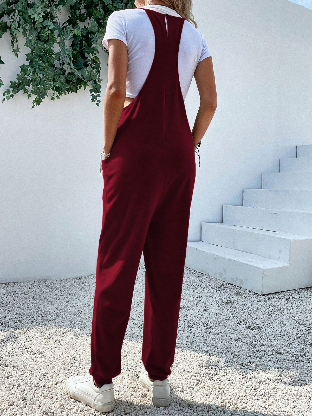 Dual Pocket Keyhole Jumpsuit Without Tee