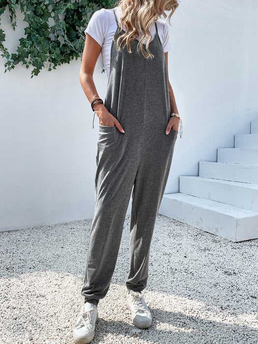 Dual Pocket Keyhole Jumpsuit Without Tee