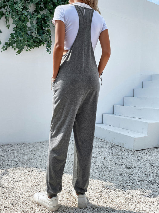 Dual Pocket Keyhole Jumpsuit Without Tee