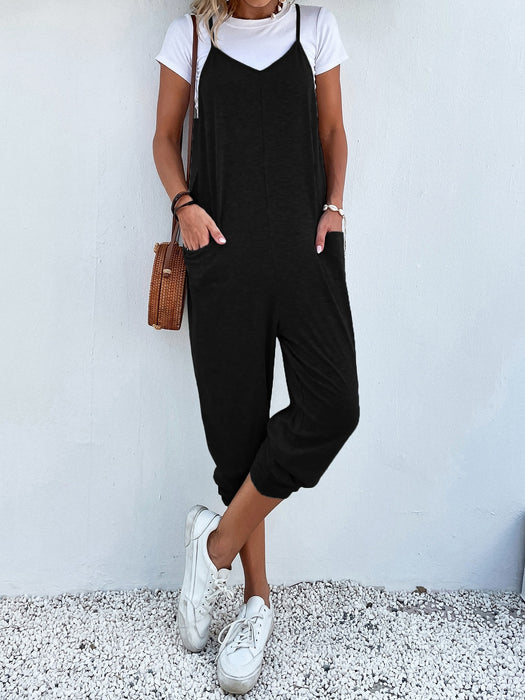 Dual Pocket Keyhole Jumpsuit Without Tee