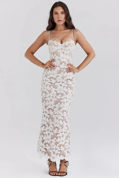 Elegant Floral Embroidery Kali Maxi Dress