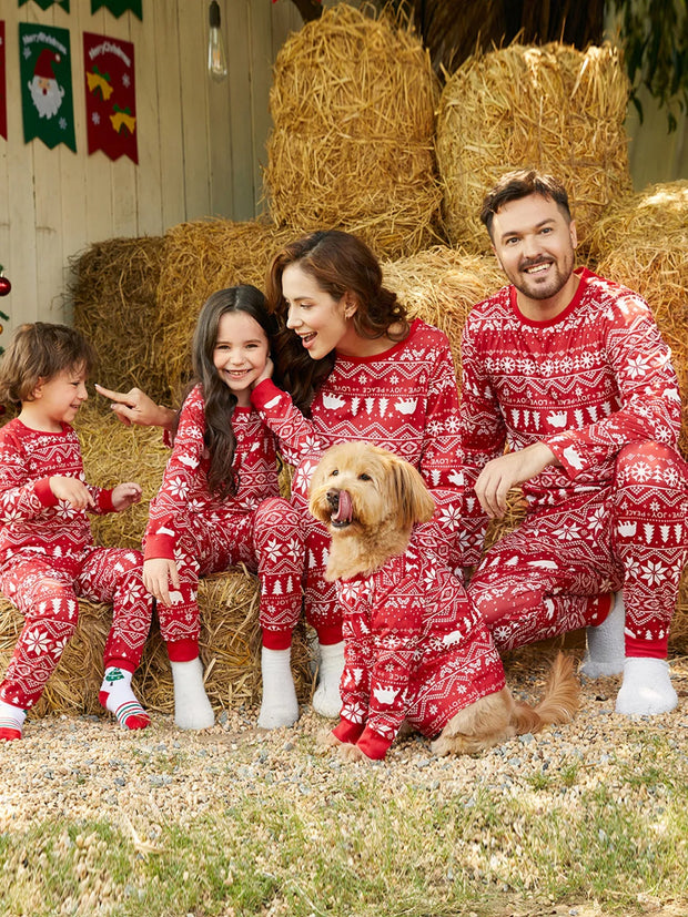 Festive Red Family Matching Pajama Set