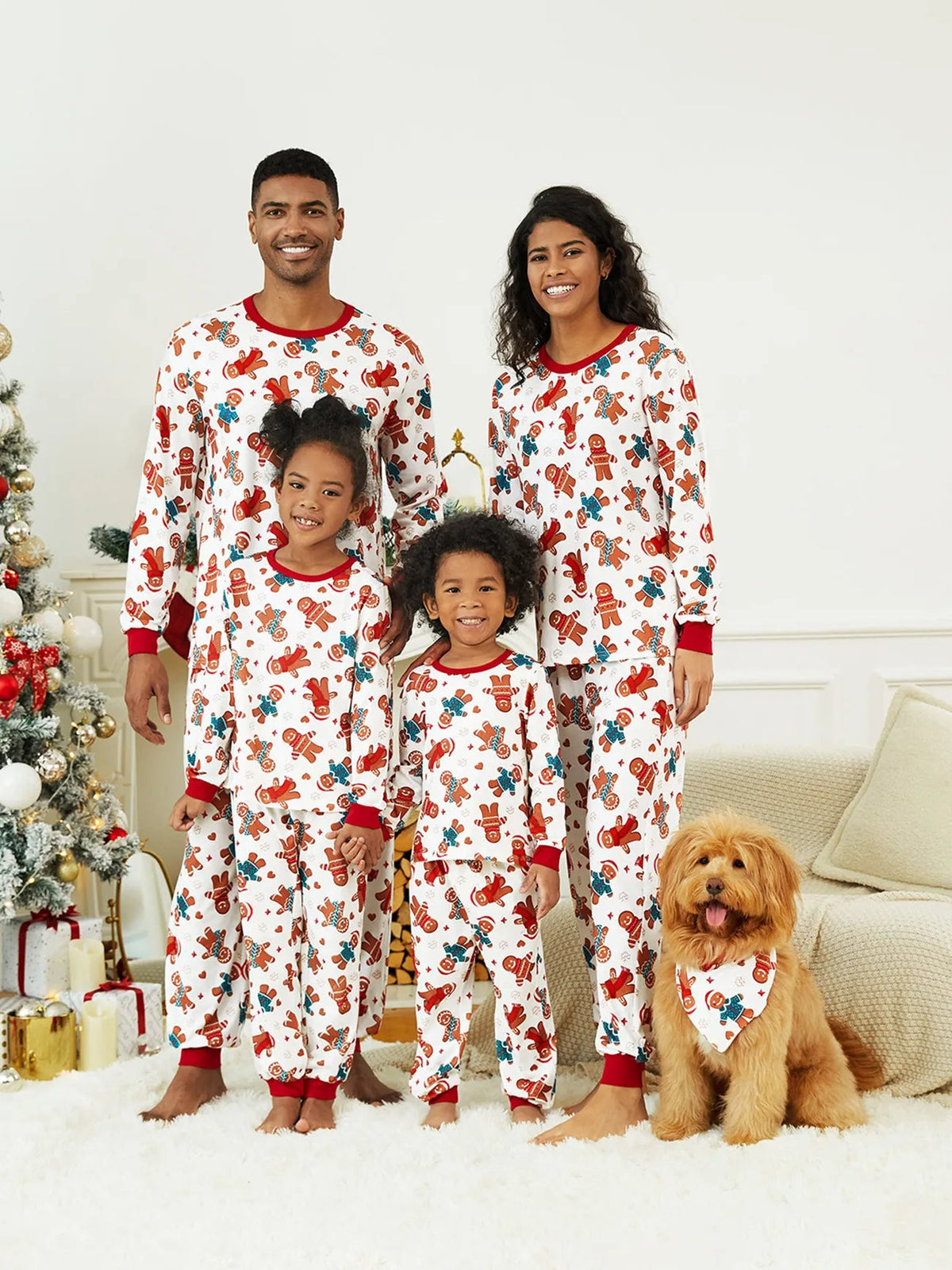 Gingerbread And Candy Cane Family Matching Pajama Set