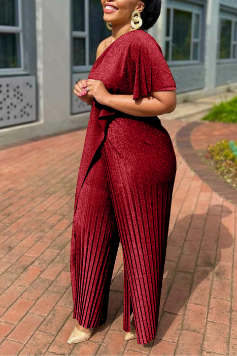 Glitter Pleated Jumpsuit