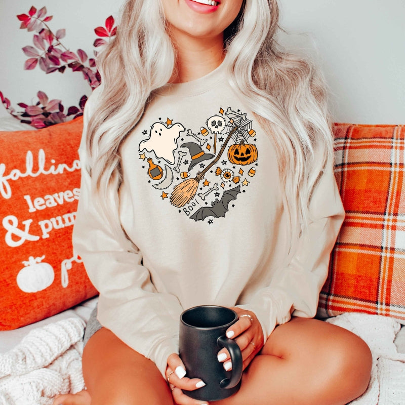 Halloween Doodles Printed Sweatshirt