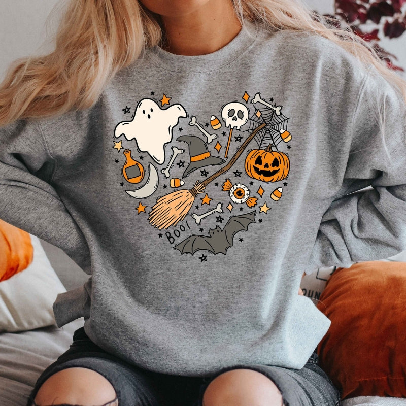 Halloween Doodles Printed Sweatshirt