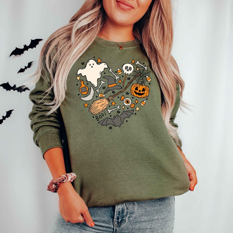 Halloween Doodles Printed Sweatshirt