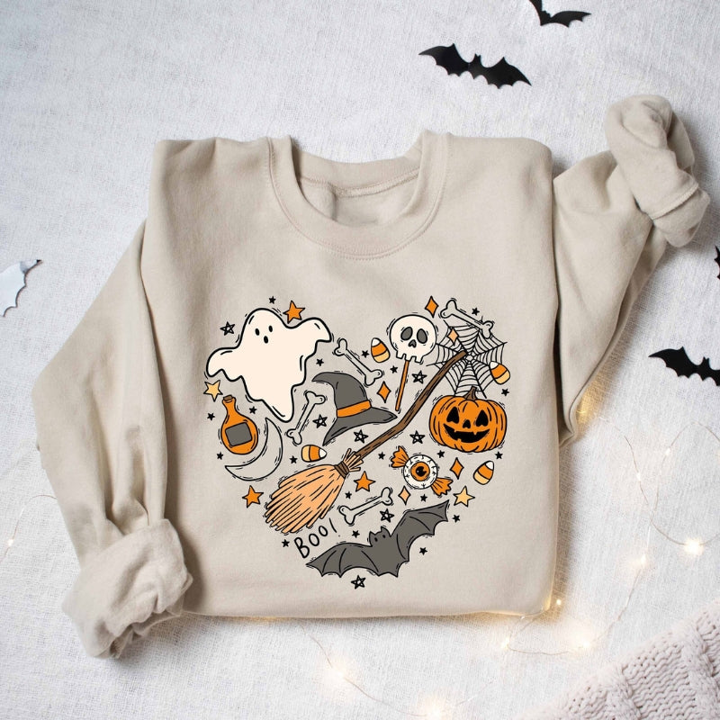 Halloween Doodles Printed Sweatshirt