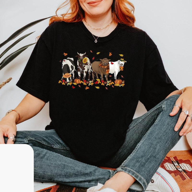 Halloween Cows Printed T Shirt