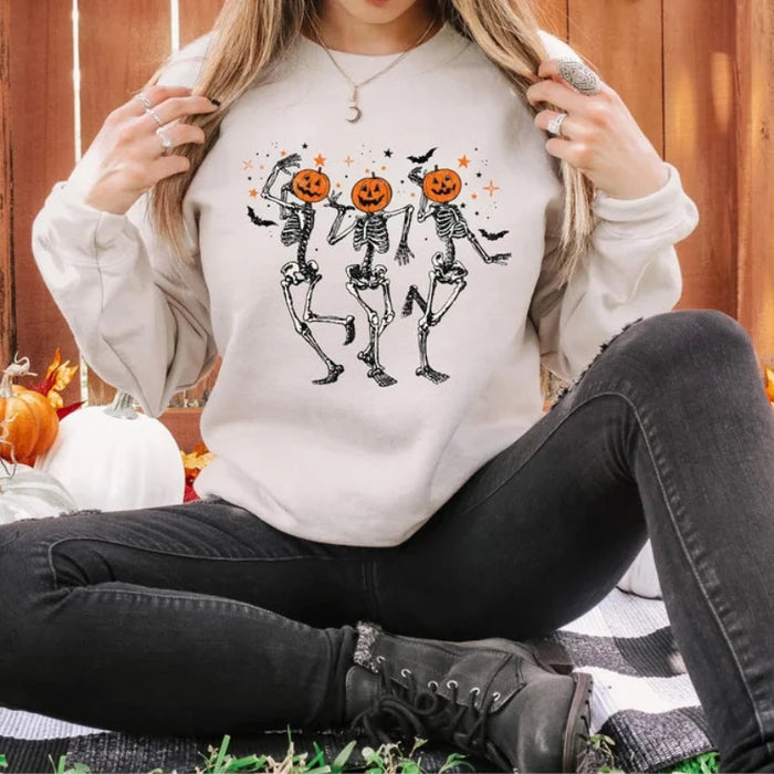 Halloween Pumpkin Dancing Printed Comfy Sweatshirts