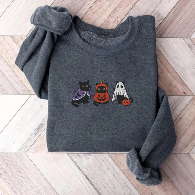 Halloween Themed Comfy Embroidered Sweatshirts